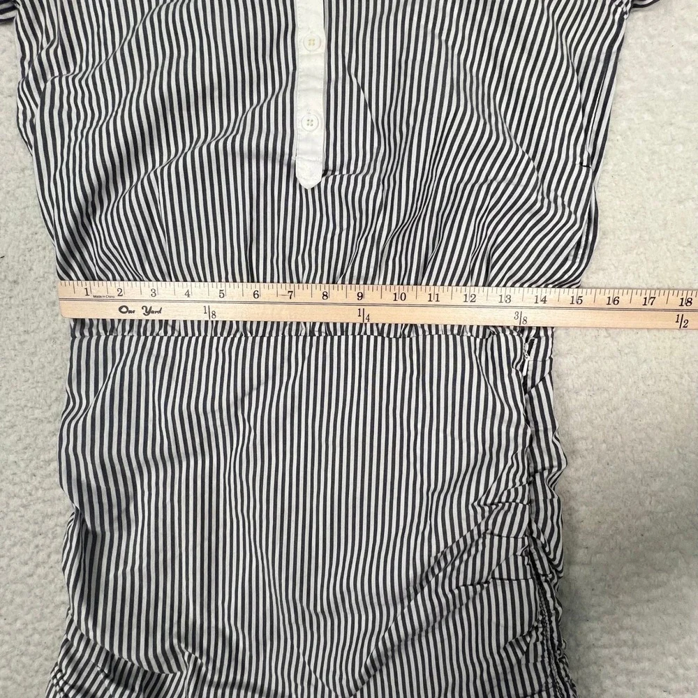 Veronica‎ Beard Jeans XS Blue Striped Everett Dress Ruched Ruffle Mini